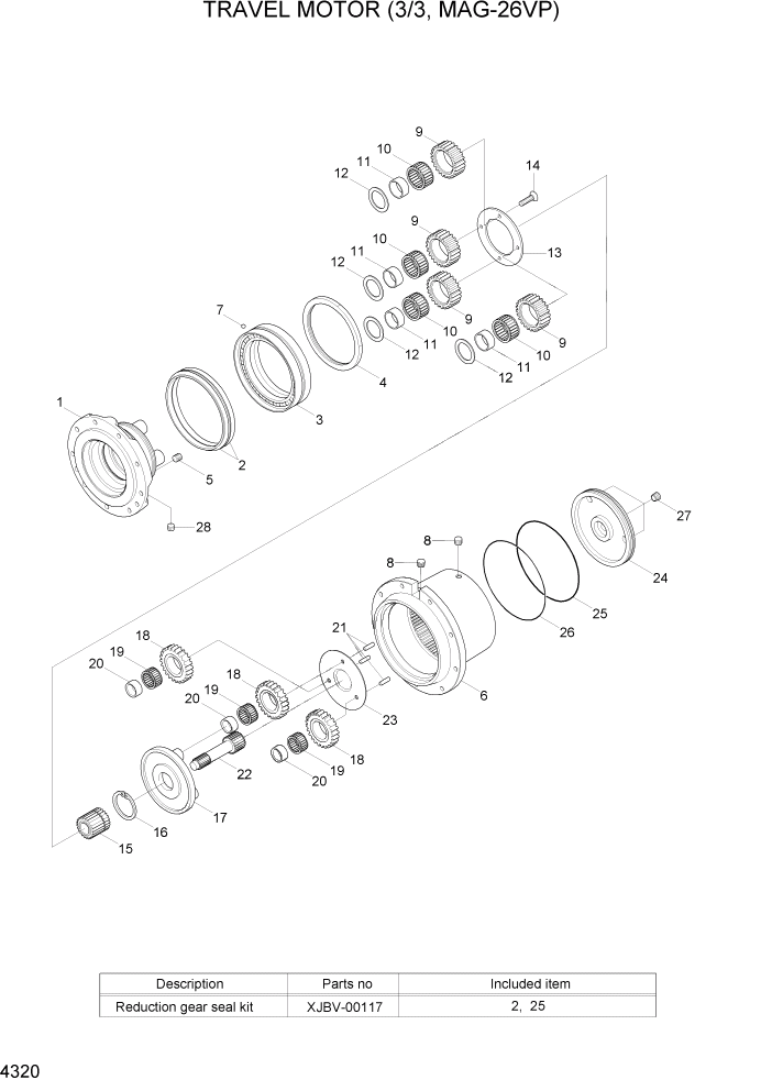 Схема запчастей Hyundai R35-7Z - PAGE 4320 TRAVEL MOTOR(3/3, MAG-26VP ГИДРАВЛИЧЕСКИЕ КОМПОНЕНТЫ