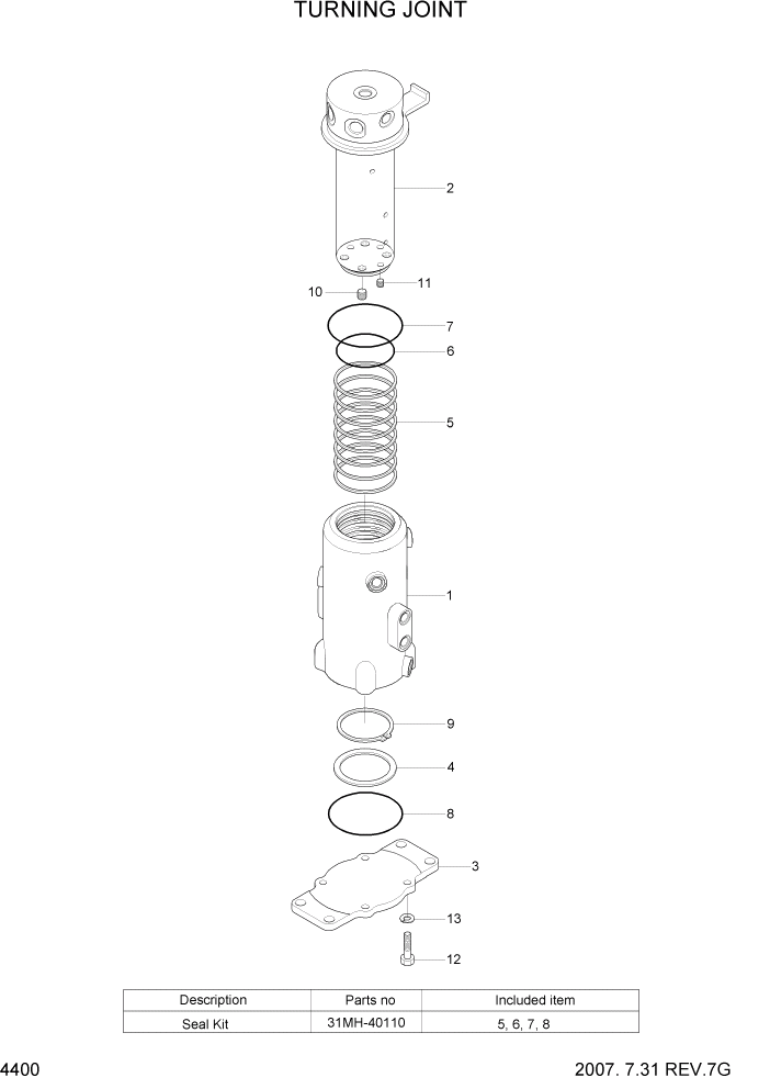 Схема запчастей Hyundai R35-7Z - PAGE 4400 TURNING JOINT ГИДРАВЛИЧЕСКИЕ КОМПОНЕНТЫ