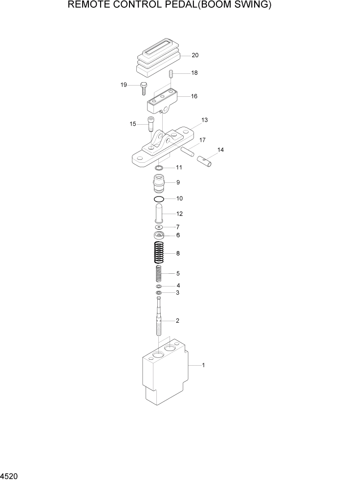 Схема запчастей Hyundai R35-7Z - PAGE 4520 REMOTE CONTROL PEDAL(BOOM SWING) ГИДРАВЛИЧЕСКИЕ КОМПОНЕНТЫ