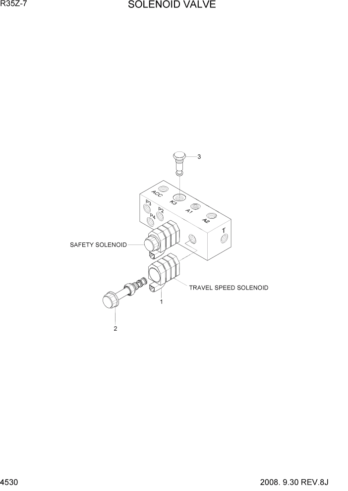 Схема запчастей Hyundai R35-7Z - PAGE 4530 SOLENOID VALVE ГИДРАВЛИЧЕСКИЕ КОМПОНЕНТЫ