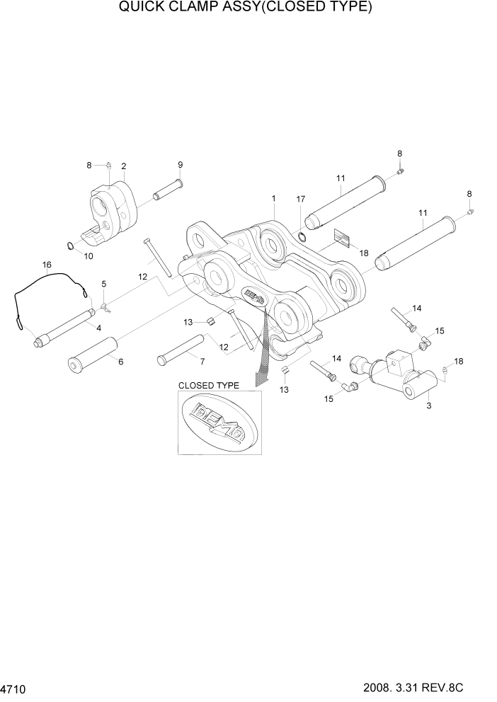 Схема запчастей Hyundai R35-7Z - PAGE 4710 QUICK CLAMP ASSY(CLOSED TYPE) ГИДРАВЛИЧЕСКИЕ КОМПОНЕНТЫ