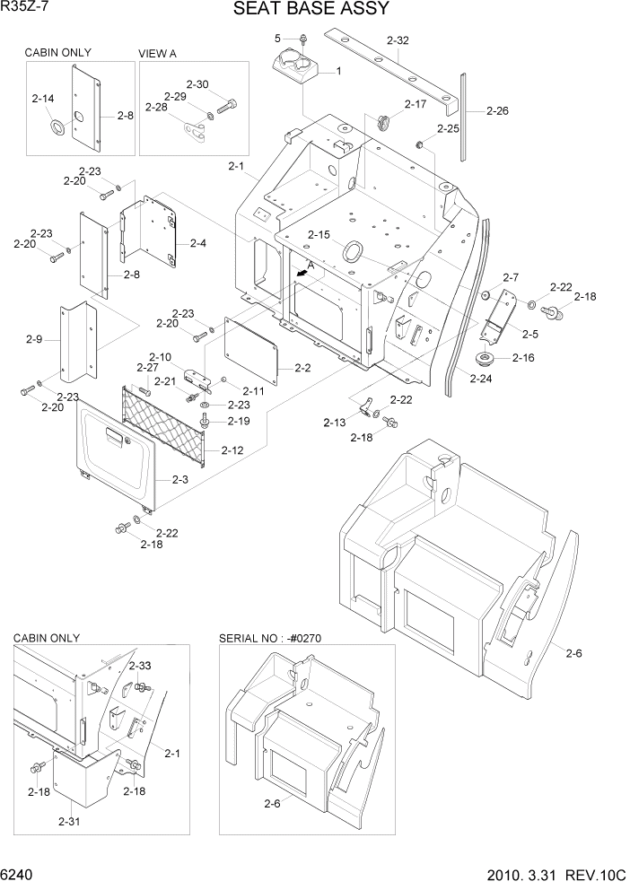 Схема запчастей Hyundai R35-7Z - PAGE 6240 SEAT BASE ASSY СТРУКТУРА