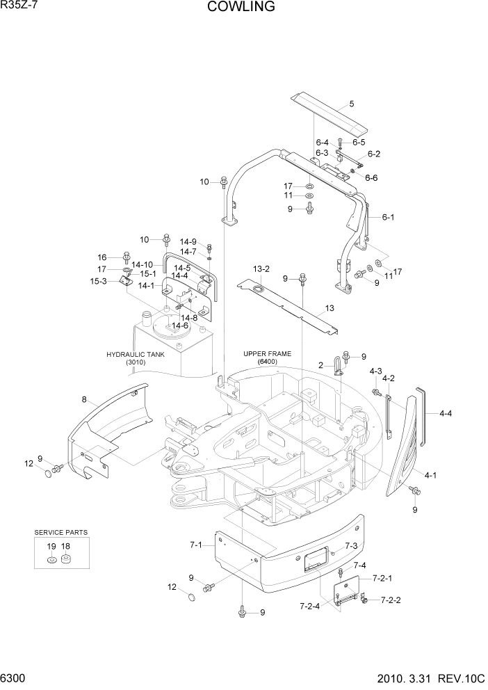 Схема запчастей Hyundai R35-7Z - PAGE 6300 COWLING СТРУКТУРА