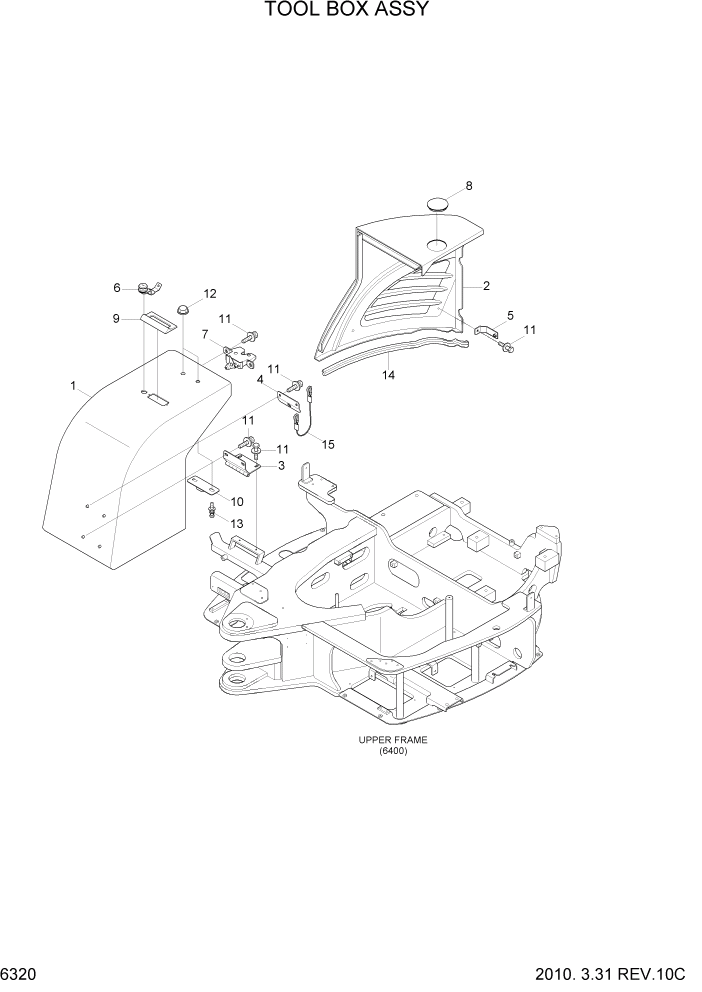 Схема запчастей Hyundai R35-7Z - PAGE 6320 TOOL BOX ASSY СТРУКТУРА