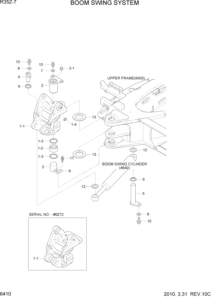 Схема запчастей Hyundai R35-7Z - PAGE 6410 BOOM SWING SYSTEM СТРУКТУРА