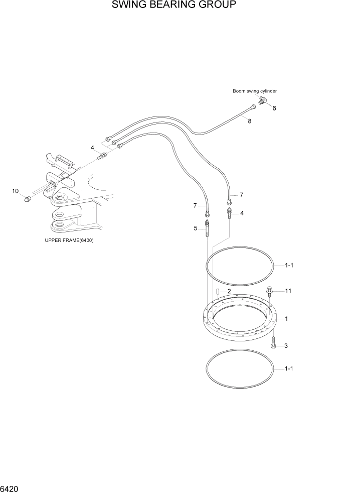 Схема запчастей Hyundai R35-7Z - PAGE 6420 SWING BEARING GROUP СТРУКТУРА