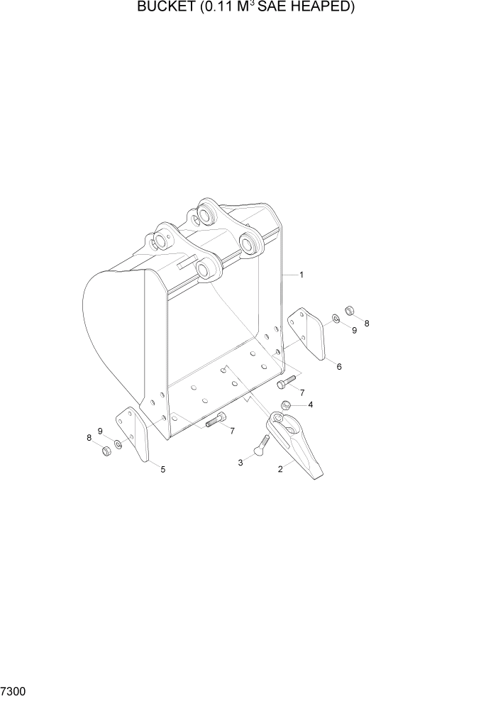 Схема запчастей Hyundai R35-7Z - PAGE 7300 BUCKET(0.11M3 SAE HEAPED) РАБОЧЕЕ ОБОРУДОВАНИЕ