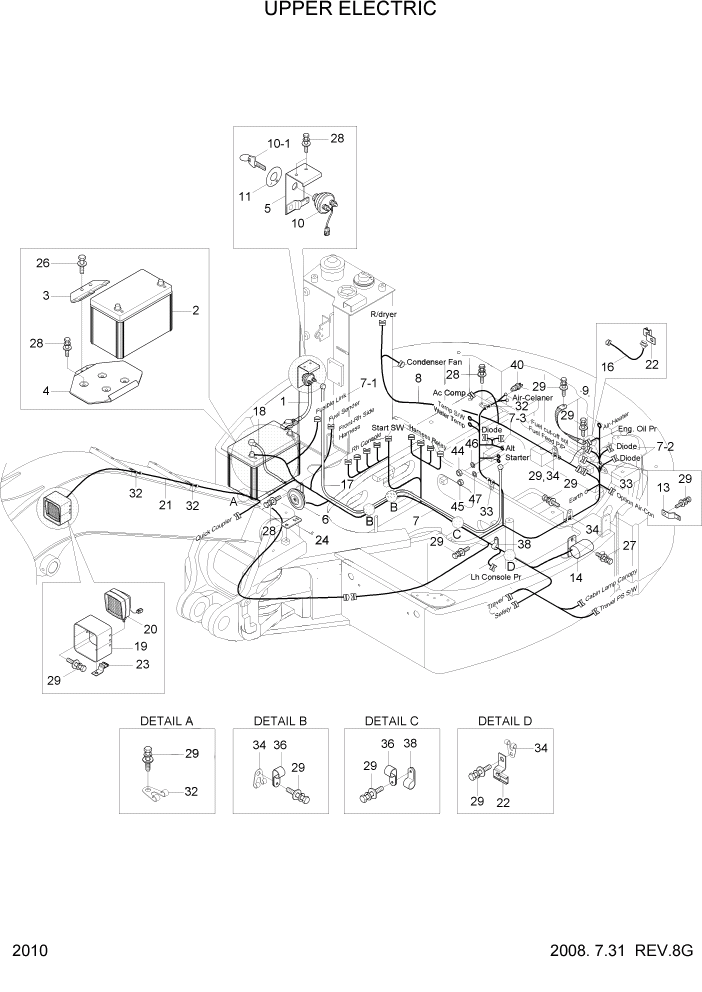 Схема запчастей Hyundai R35Z-7A - PAGE 2010 UPPER ELECTRIC ЭЛЕКТРИЧЕСКАЯ СИСТЕМА