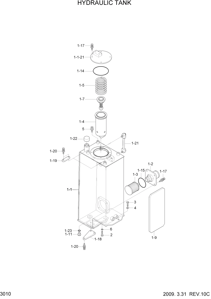 Схема запчастей Hyundai R35Z-7A - PAGE 3010 HYDRAULIC TANK ГИДРАВЛИЧЕСКАЯ СИСТЕМА