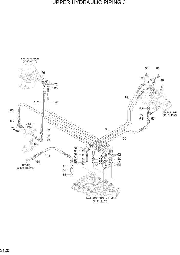 Схема запчастей Hyundai R35Z-7A - PAGE 3120 UPPER HYDRAULIC PIPING 3 ГИДРАВЛИЧЕСКАЯ СИСТЕМА