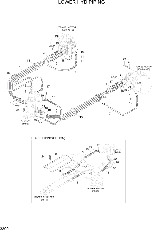 Схема запчастей Hyundai R35Z-7A - PAGE 3300 LOWER HYD PIPING ГИДРАВЛИЧЕСКАЯ СИСТЕМА