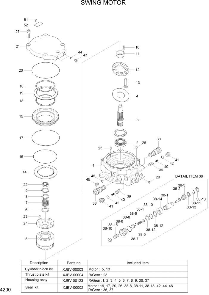 Схема запчастей Hyundai R35Z-7A - PAGE 4200 SWING MOTOR ГИДРАВЛИЧЕСКИЕ КОМПОНЕНТЫ