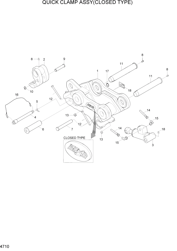 Схема запчастей Hyundai R35Z-7A - PAGE 4710 QUICK CLAMP ASSY(CLOSED TYPE) ГИДРАВЛИЧЕСКИЕ КОМПОНЕНТЫ