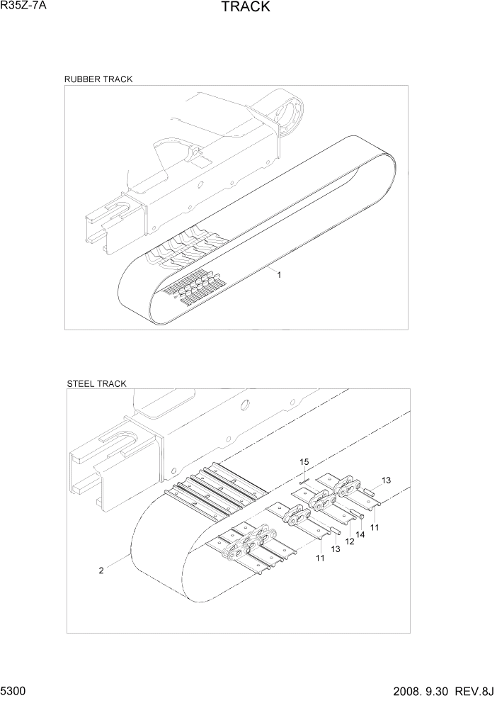 Схема запчастей Hyundai R35Z-7A - PAGE 5300 TRACK ХОДОВАЯ ЧАСТЬ