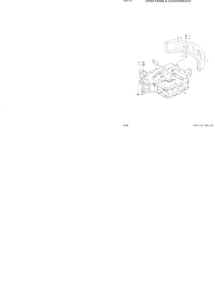 Схема запчастей Hyundai R35Z-7A - PAGE 6400 UPPER FRAME & COUNTERWEIGHT СТРУКТУРА