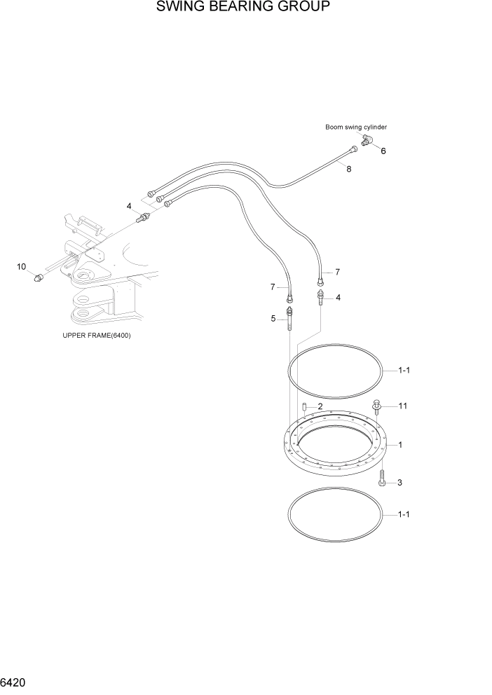 Схема запчастей Hyundai R35Z-7A - PAGE 6420 SWING BEARING GROUP СТРУКТУРА