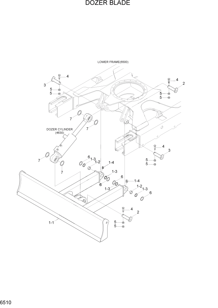 Схема запчастей Hyundai R35Z-7A - PAGE 6510 DOZER BLADE СТРУКТУРА