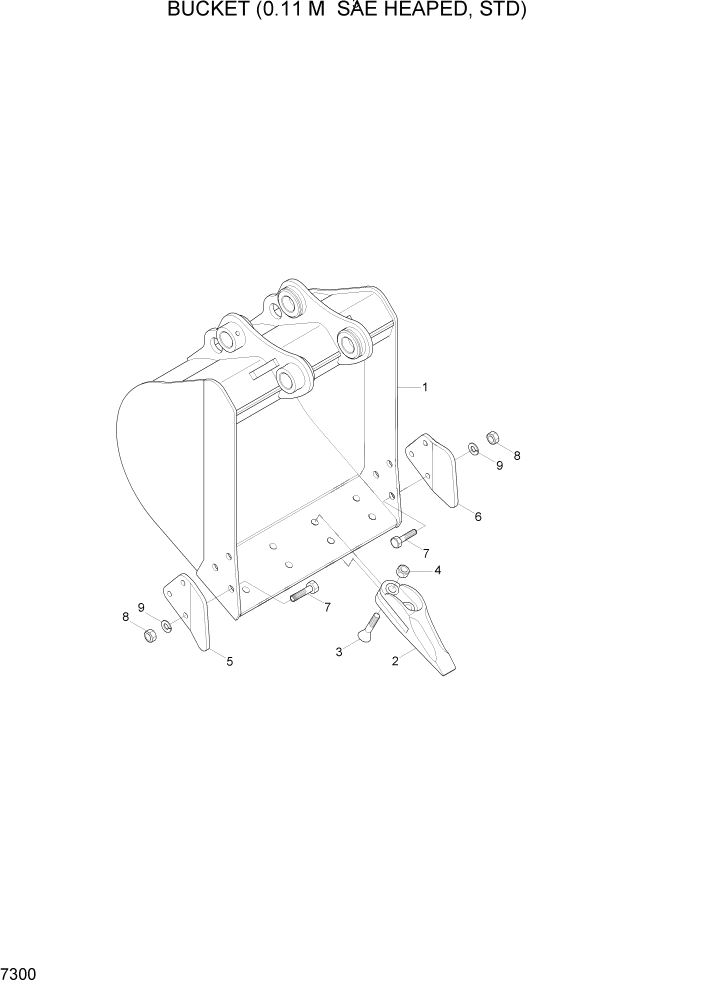 Схема запчастей Hyundai R35Z-7A - PAGE 7300 BUCKET(0.11M3 SAE HEAPED, STD) РАБОЧЕЕ ОБОРУДОВАНИЕ