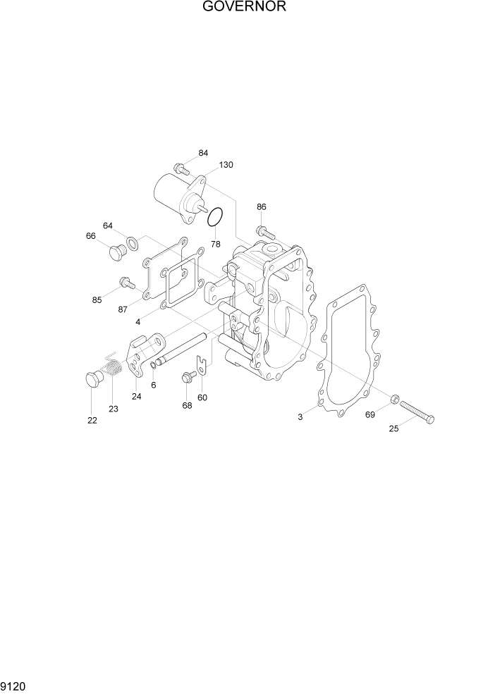 Схема запчастей Hyundai R35Z-7A - PAGE 9120 GOVERNOR ДВИГАТЕЛЬ БАЗА