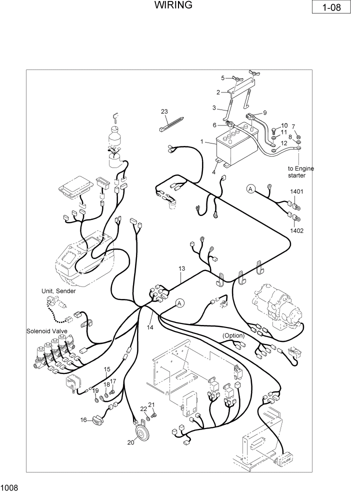 Схема запчастей Hyundai R36N-7 - PAGE 1008 WIRING ПОВОРОТНАЯ СХЕМА