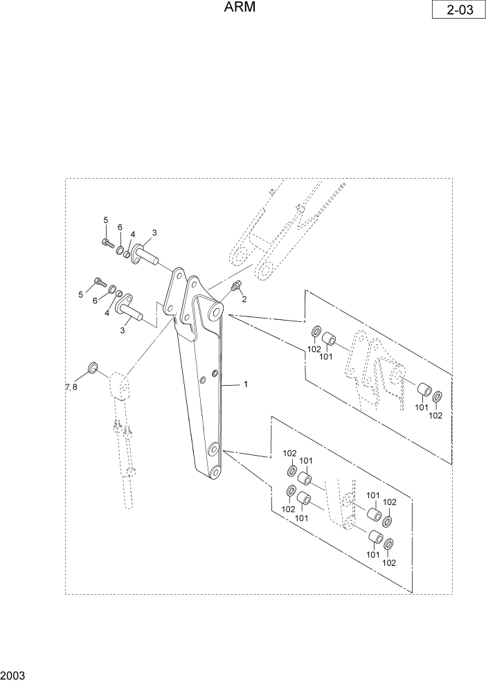 Схема запчастей Hyundai R36N-7 - PAGE 2003 ARM РАБОЧАЯ СХЕМА