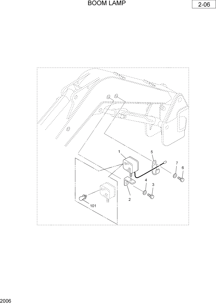 Схема запчастей Hyundai R36N-7 - PAGE 2006 BOOM LAMP РАБОЧАЯ СХЕМА