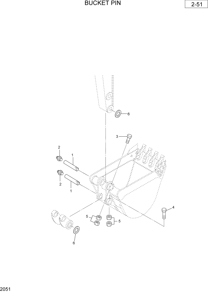 Схема запчастей Hyundai R36N-7 - PAGE 2051 BUCKET PIN РАБОЧАЯ СХЕМА