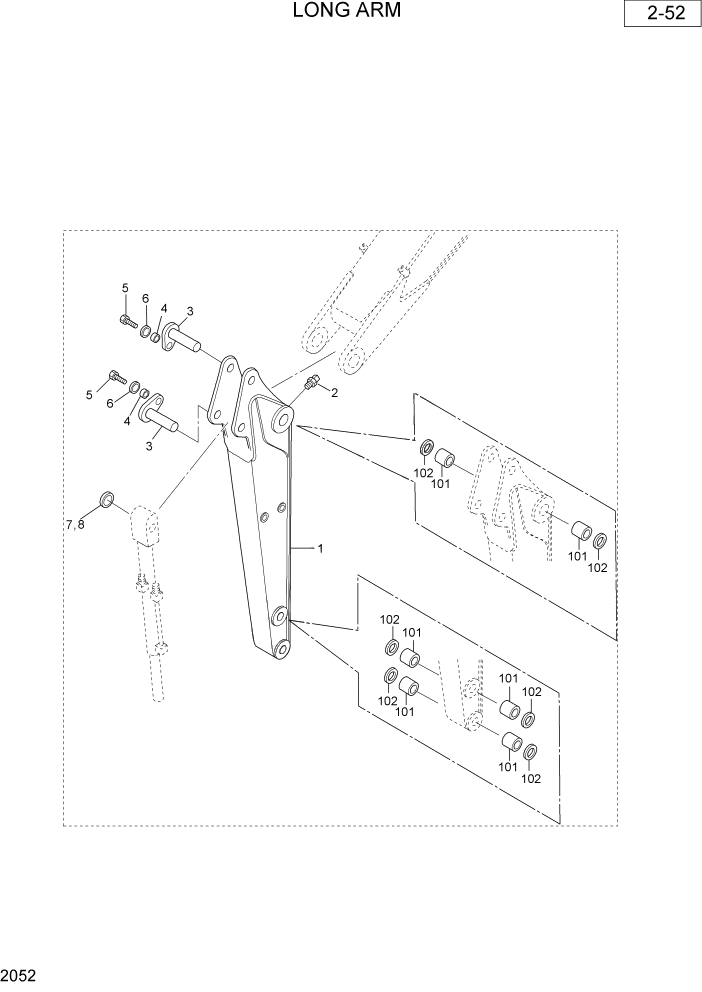 Схема запчастей Hyundai R36N-7 - PAGE 2052 LONG ARM РАБОЧАЯ СХЕМА