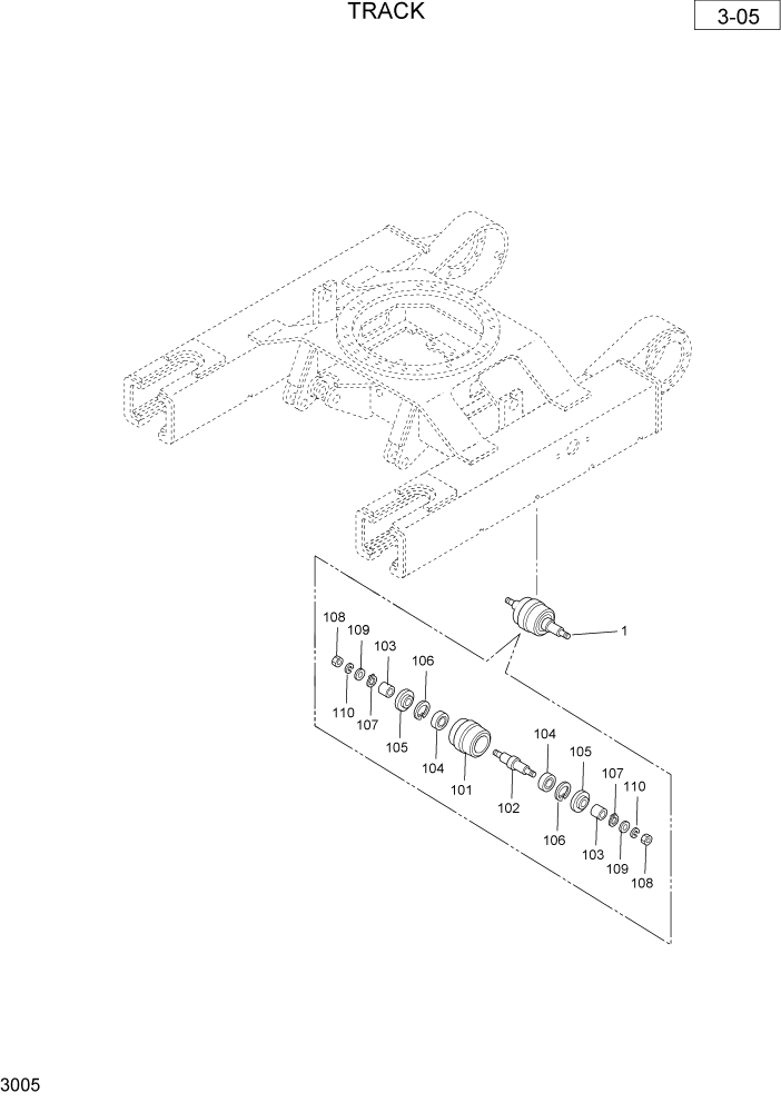 Схема запчастей Hyundai R36N-7 - PAGE 3005 TRACK ШАССИ СХЕМА