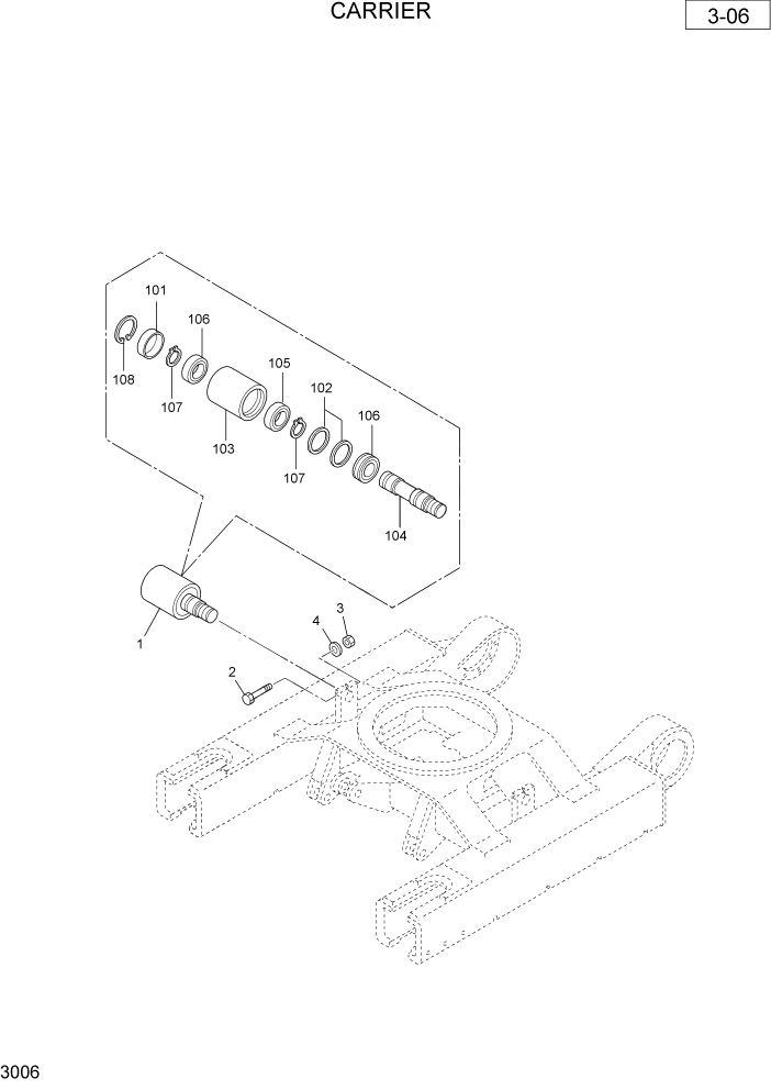 Схема запчастей Hyundai R36N-7 - PAGE 3006 CARRIER ШАССИ СХЕМА