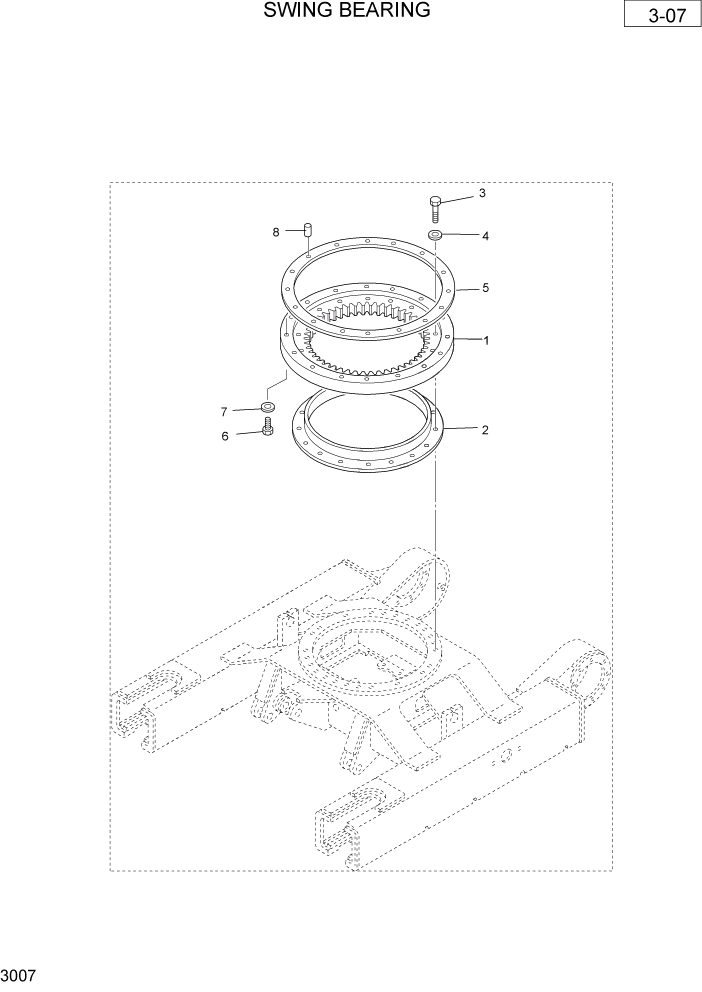 Схема запчастей Hyundai R36N-7 - PAGE 3007 SWING BEARING ШАССИ СХЕМА