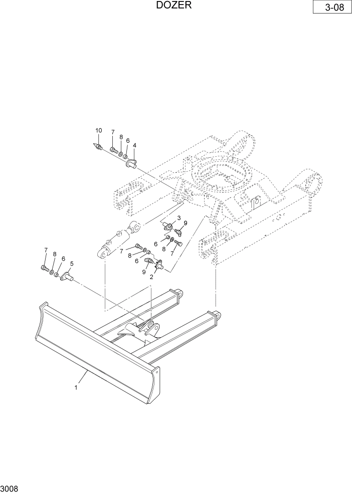 Схема запчастей Hyundai R36N-7 - PAGE 3008 DOZER ШАССИ СХЕМА