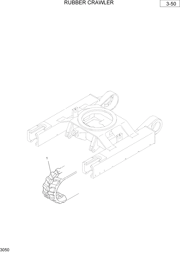 Схема запчастей Hyundai R36N-7 - PAGE 3050 RUBBER CRAWLER ШАССИ СХЕМА