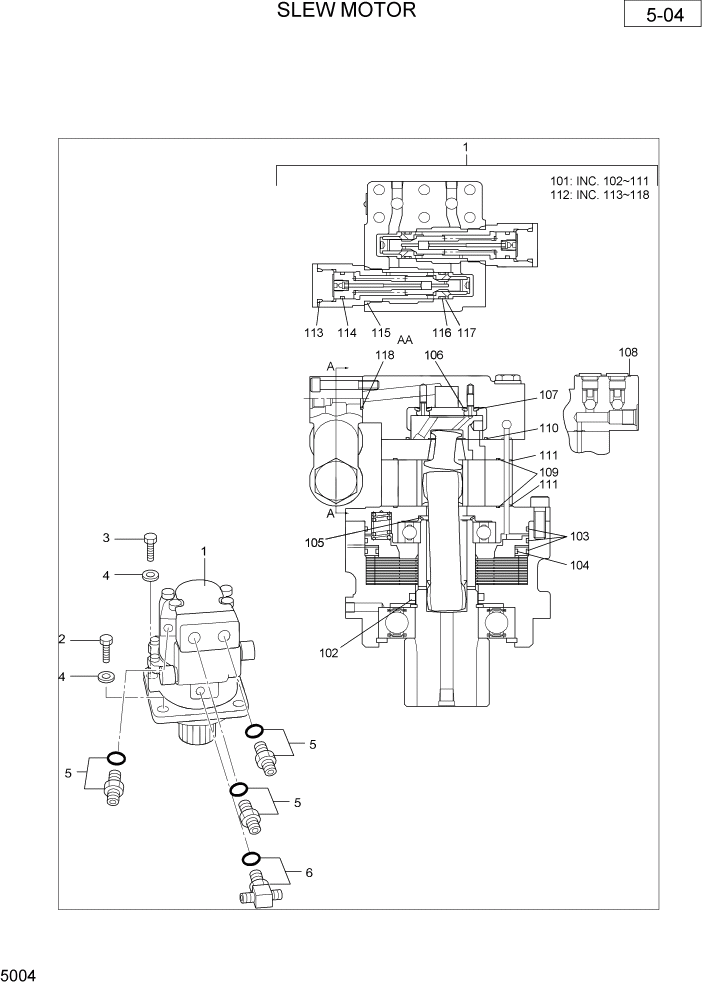 Схема запчастей Hyundai R36N-7 - PAGE 5004 SLEW MOTOR ГИДРАВЛИЧЕСКАЯ СХЕМА