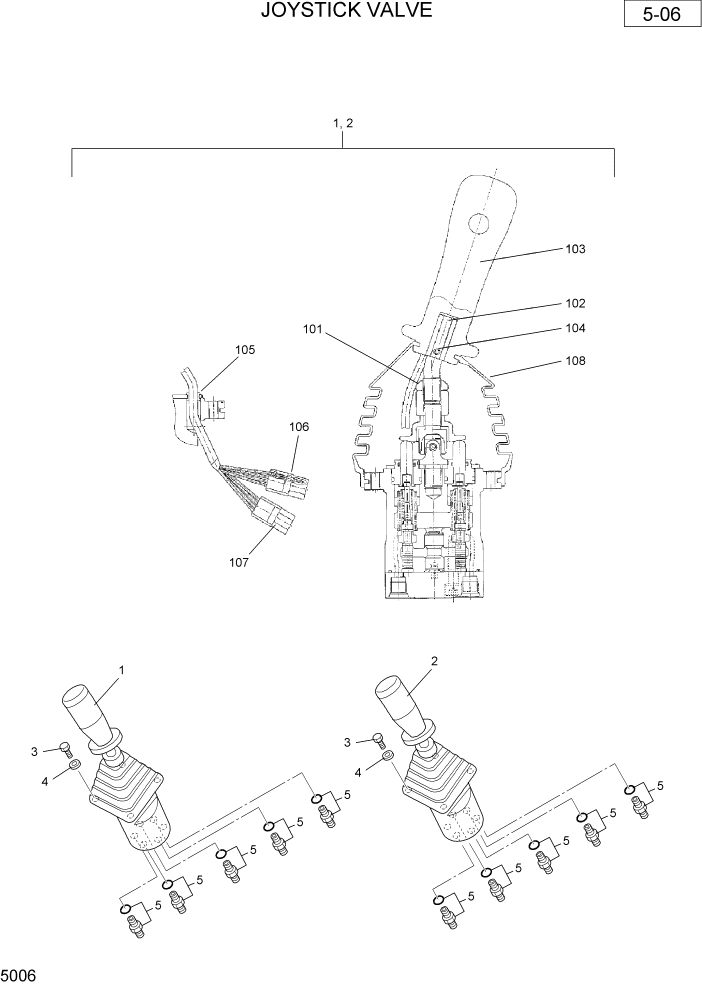 Схема запчастей Hyundai R36N-7 - PAGE 5006 JOYSTICK VALVE ГИДРАВЛИЧЕСКАЯ СХЕМА