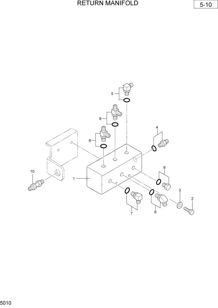 Схема запчастей Hyundai R36N-7 - PAGE 5010 RETURN MANIFOLD ГИДРАВЛИЧЕСКАЯ СХЕМА