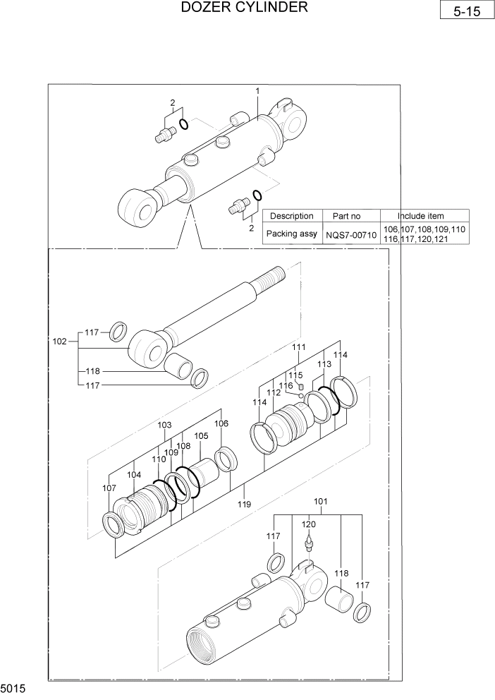 Схема запчастей Hyundai R36N-7 - PAGE 5015 DOZER CYLINDER ГИДРАВЛИЧЕСКАЯ СХЕМА