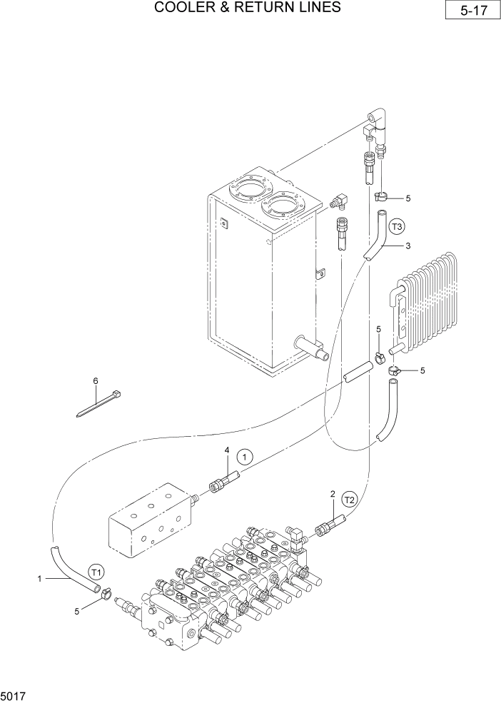 Схема запчастей Hyundai R36N-7 - PAGE 5017 COOLER & RETURN LINES ГИДРАВЛИЧЕСКАЯ СХЕМА