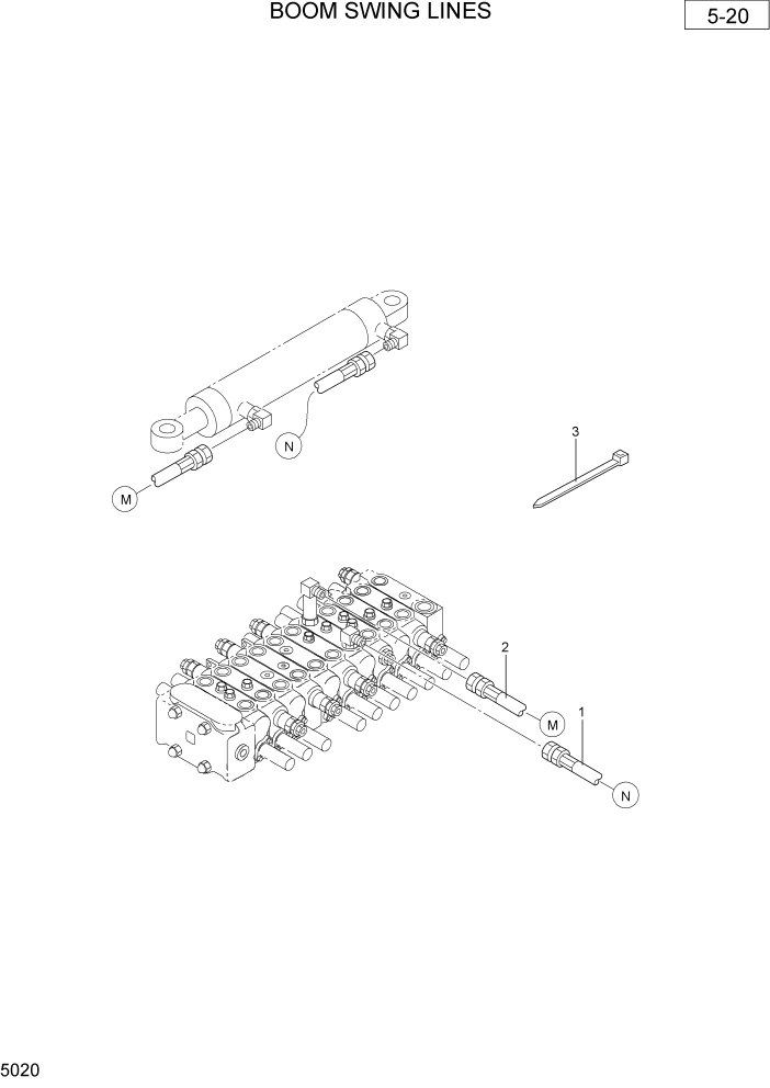 Схема запчастей Hyundai R36N-7 - PAGE 5020 BOOM SWING LINES ГИДРАВЛИЧЕСКАЯ СХЕМА