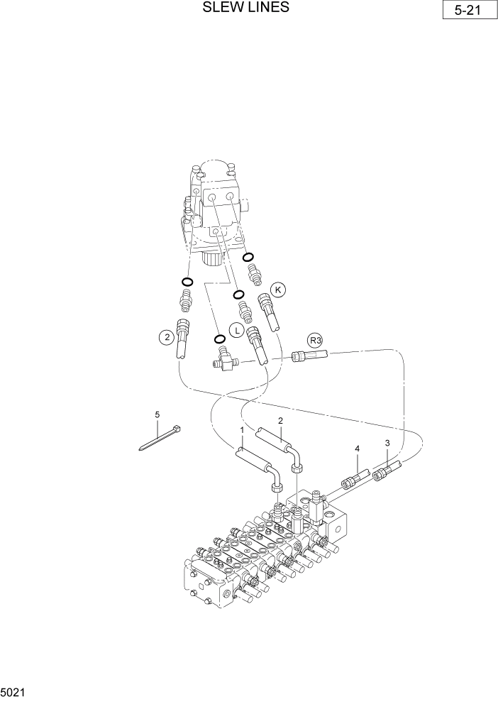 Схема запчастей Hyundai R36N-7 - PAGE 5021 SLEW LINES ГИДРАВЛИЧЕСКАЯ СХЕМА