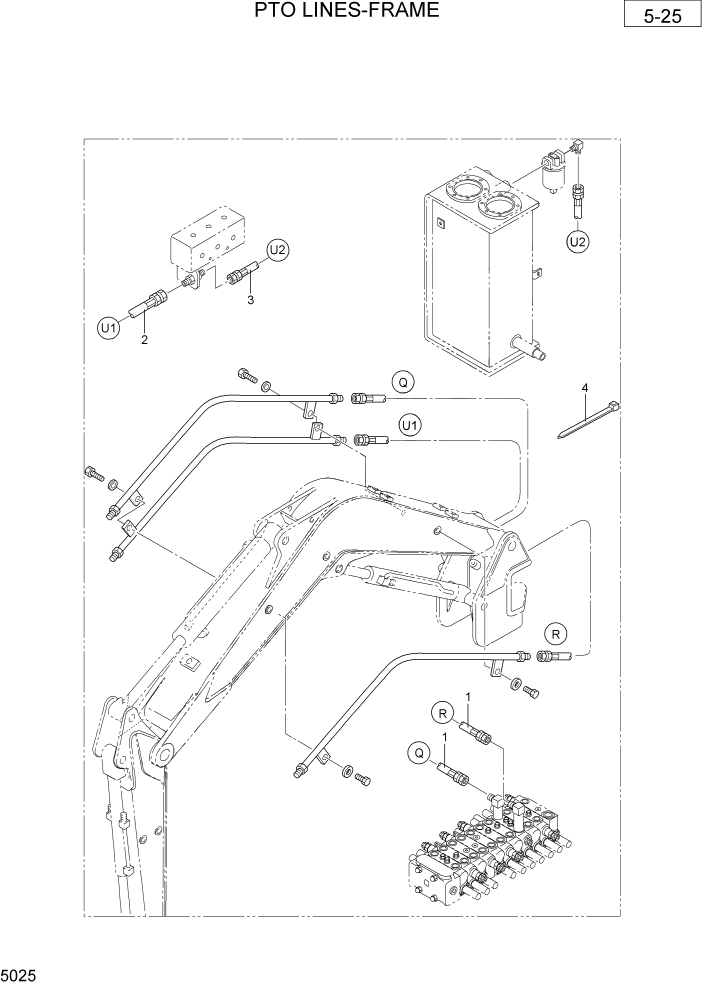 Схема запчастей Hyundai R36N-7 - PAGE 5025 PTO LINES-FRAME ГИДРАВЛИЧЕСКАЯ СХЕМА