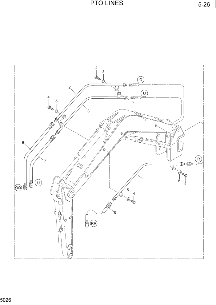 Схема запчастей Hyundai R36N-7 - PAGE 5026 PTO LINES ГИДРАВЛИЧЕСКАЯ СХЕМА