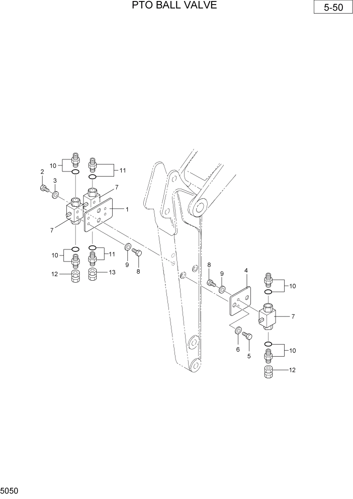 Схема запчастей Hyundai R36N-7 - PAGE 5050 PTO BALL VALVE ГИДРАВЛИЧЕСКАЯ СХЕМА