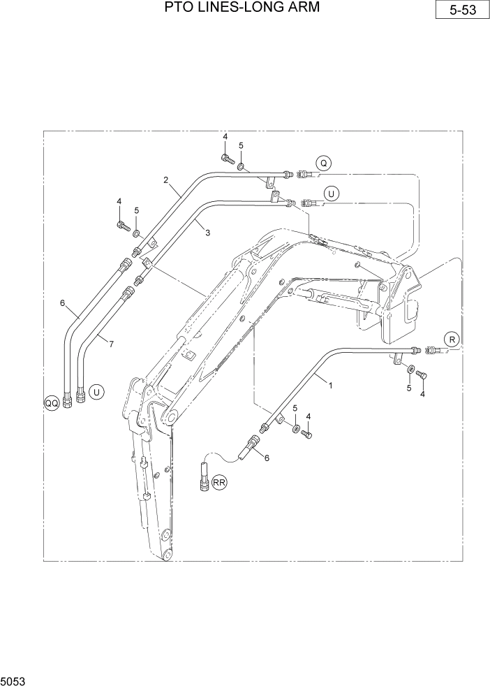 Схема запчастей Hyundai R36N-7 - PAGE 5053 PTO LINES-LONG ARM ГИДРАВЛИЧЕСКАЯ СХЕМА