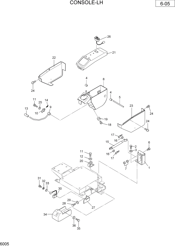 Схема запчастей Hyundai R36N-7 - PAGE 6005 CONSOLE-LH ОБОРУДОВАНИЕ ОПЕРАТОРА