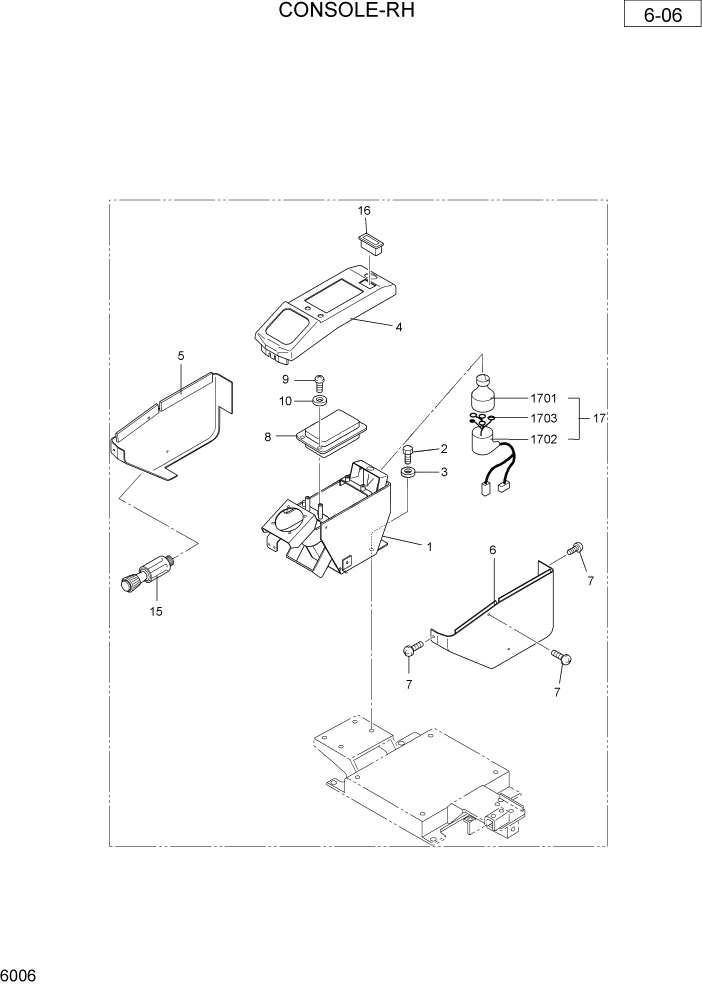 Схема запчастей Hyundai R36N-7 - PAGE 6006 CONSOLE-RH ОБОРУДОВАНИЕ ОПЕРАТОРА