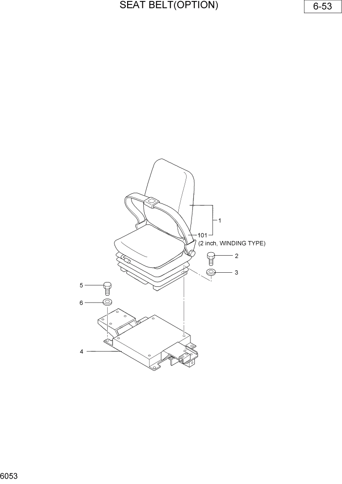 Схема запчастей Hyundai R36N-7 - PAGE 6053 SEAT BELT(OPTION) ОБОРУДОВАНИЕ ОПЕРАТОРА