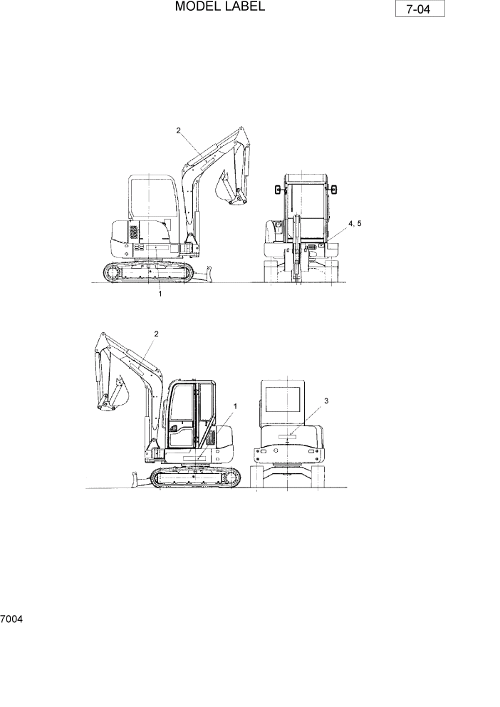 Схема запчастей Hyundai R36N-7 - PAGE 7004 MODEL LABEL РАЗНОЕ