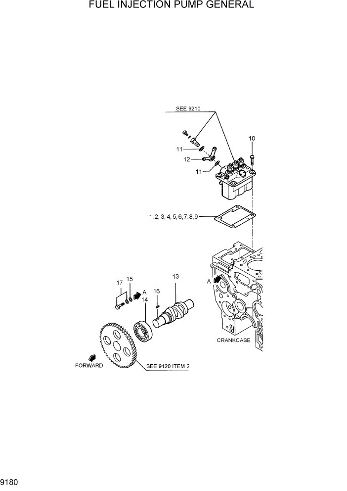 Схема запчастей Hyundai R36N-7 - PAGE 9180 FUEL INJECTION PUMP GENERAL ДВИГАТЕЛЬ БАЗА