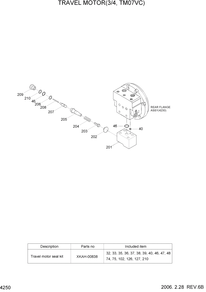 Схема запчастей Hyundai R55-7 - PAGE 4250 TRAVEL MOTOR(3/4, TM07VC) ГИДРАВЛИЧЕСКИЕ КОМПОНЕНТЫ